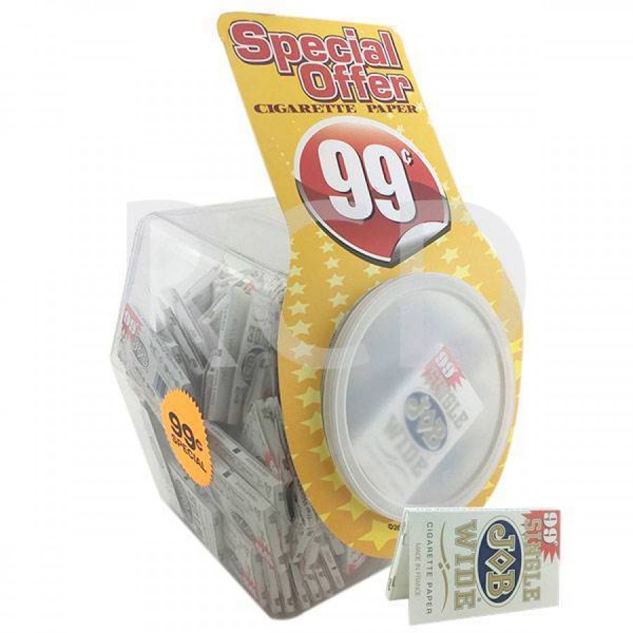 JOB SINGLE WIDE (WHITE) CIGARETTE ROLLING PAPERS JAR 100